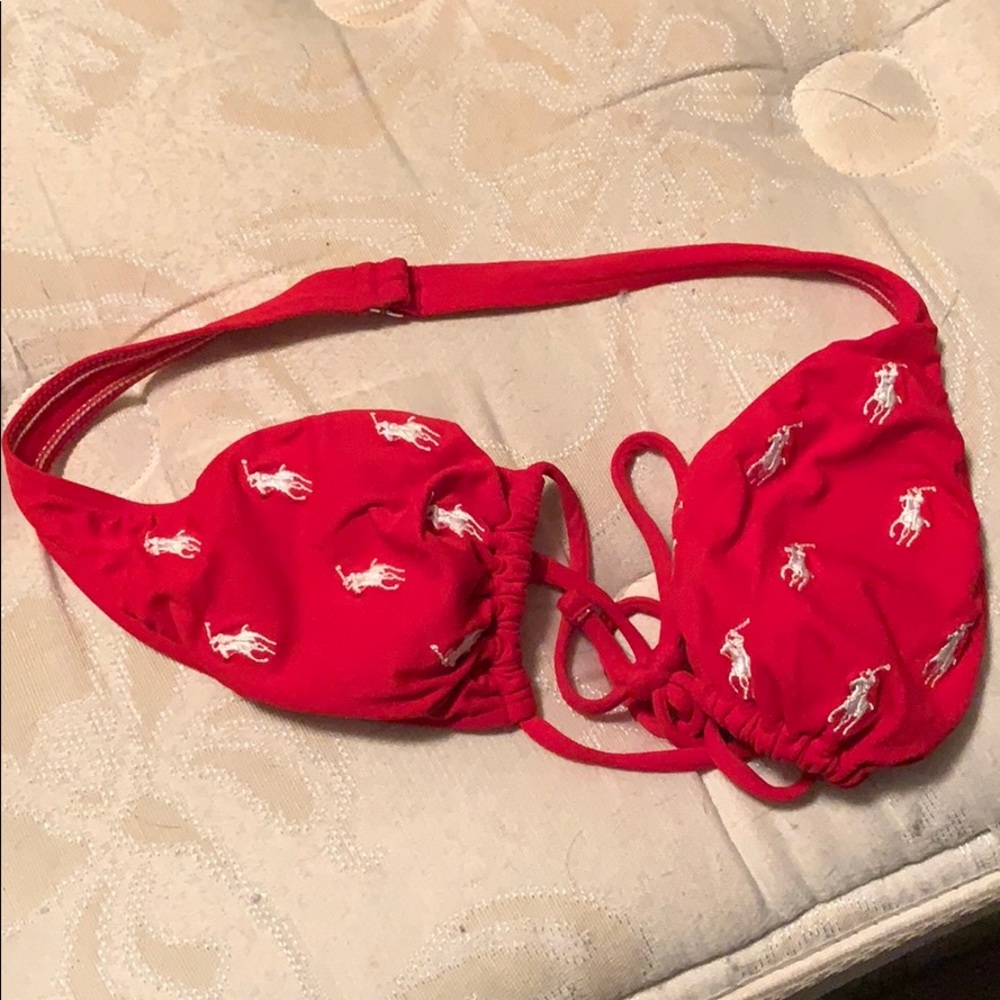 Red and white bikini top in a size S.